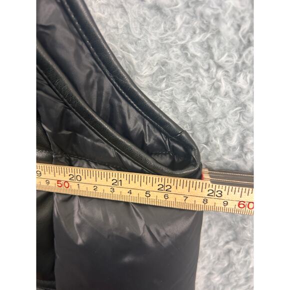 DKNY Black Faux Leather Front Puffer Vest Size XL - Picture 2 of 10